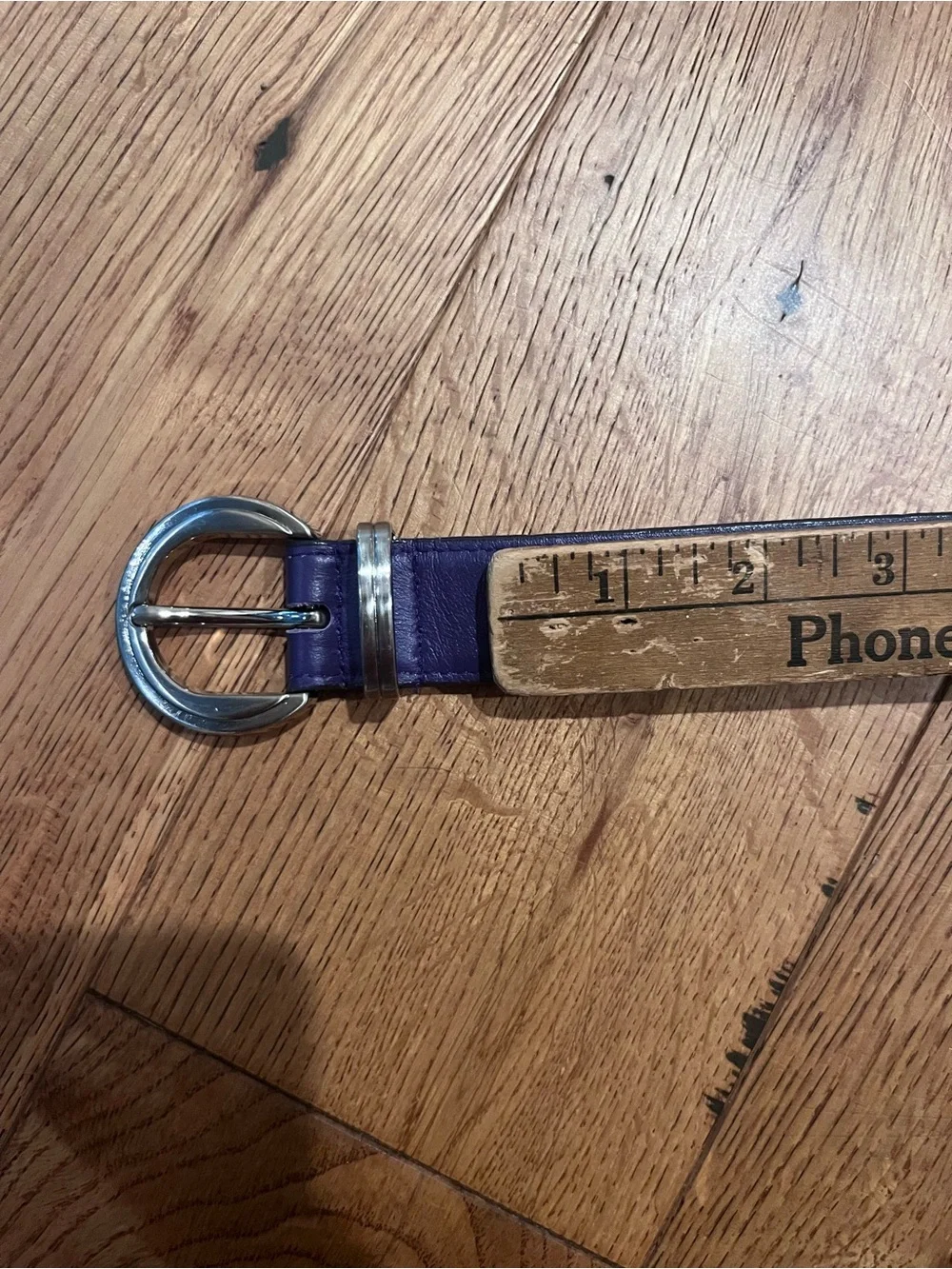 Periwinkle Purple Leather Belt with Silver Round Buckle 36”